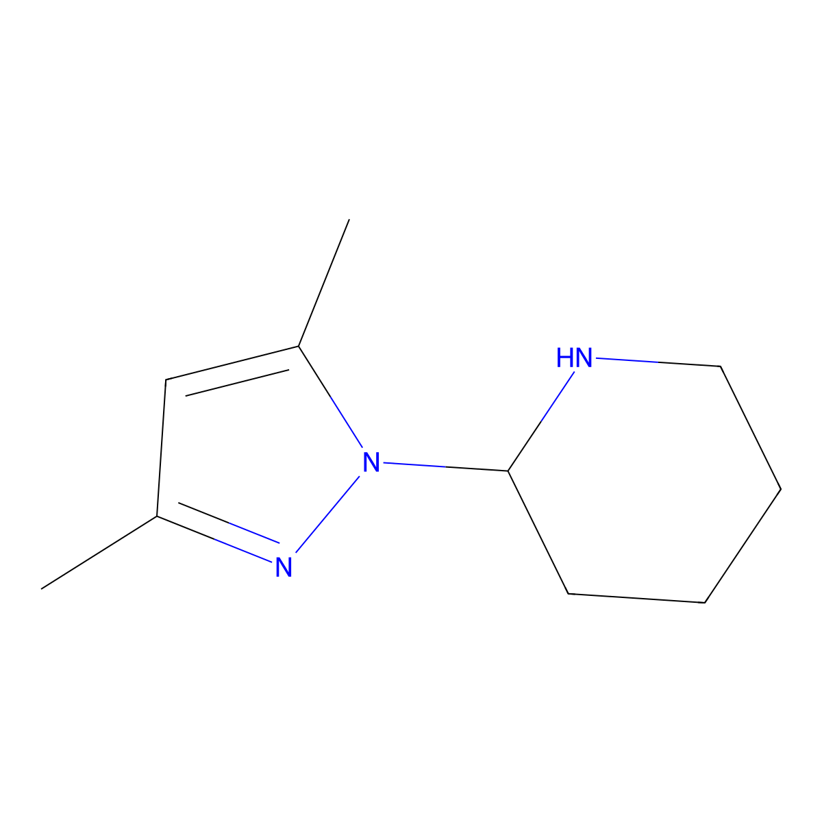 2-(3,5-Dimethyl-1H-pyrazol-1-yl)piperidine molecular structure, CAS 2091355-57-4