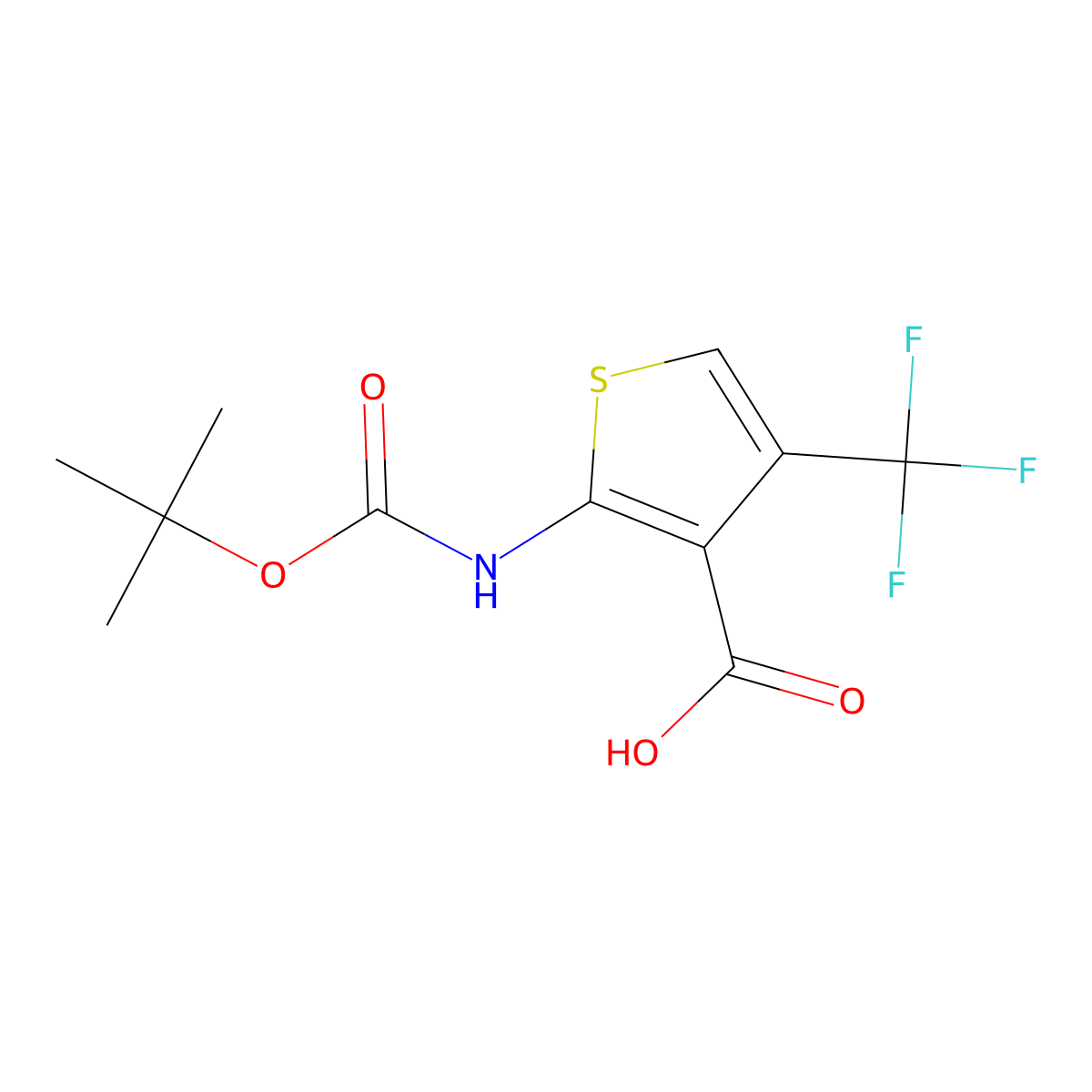2-{[(Tert-butoxy)carbonyl]amino}-4-(trifluoromethyl)thiophene-3-carboxylic acid molecular structure, CAS 2091355-65-4