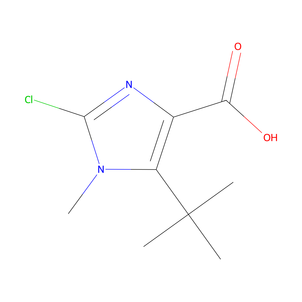 5-tert-Butyl-2-chloro-1-methyl-1H-imidazole-4-carboxylic acid molecular structure, CAS 2091355-83-6