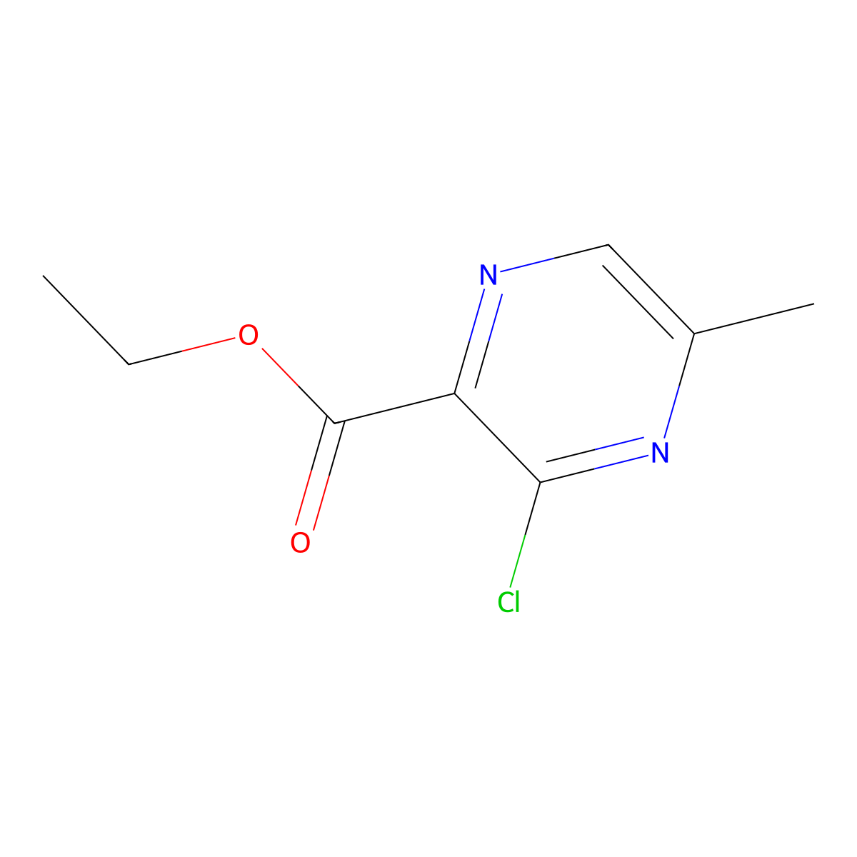 Ethyl 3-chloro-5-methylpyrazine-2-carboxylate molecular structure, CAS 2091363-93-6