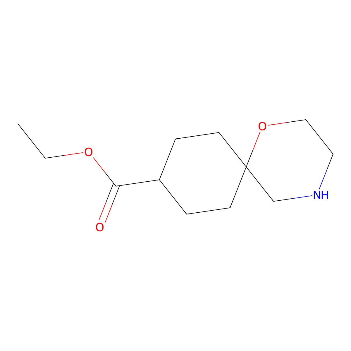 Ethyl 1-oxa-4-azaspiro[5.5]undecane-9-carboxylate molecular structure, CAS 2091365-12-5