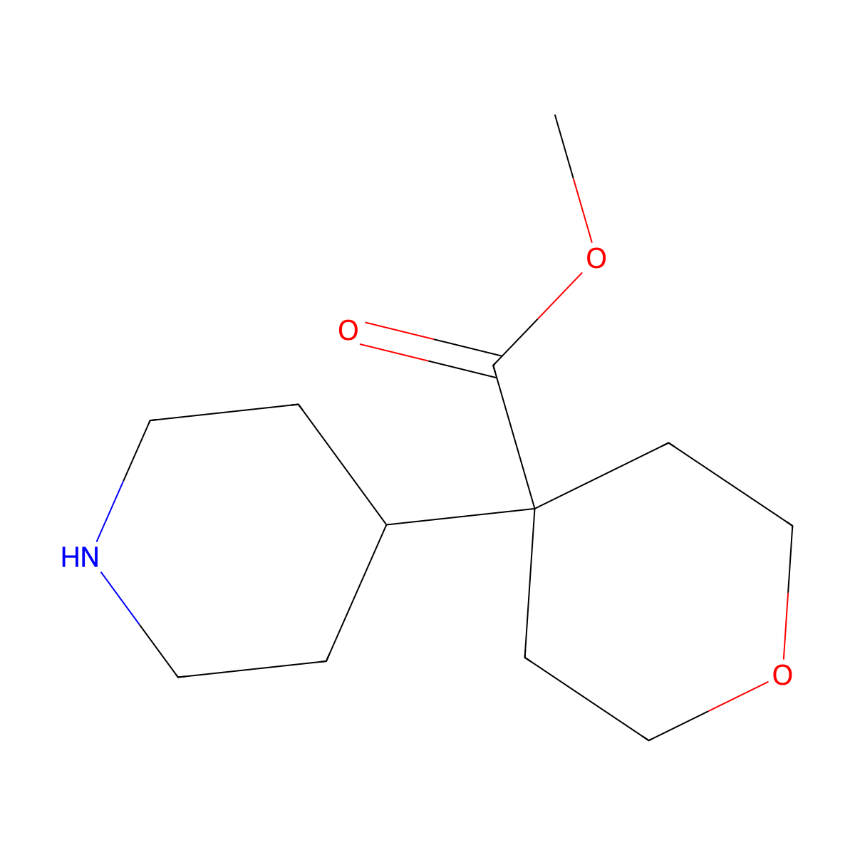 Methyl 4-(piperidin-4-yl)oxane-4-carboxylate molecular structure, CAS 2091365-20-5