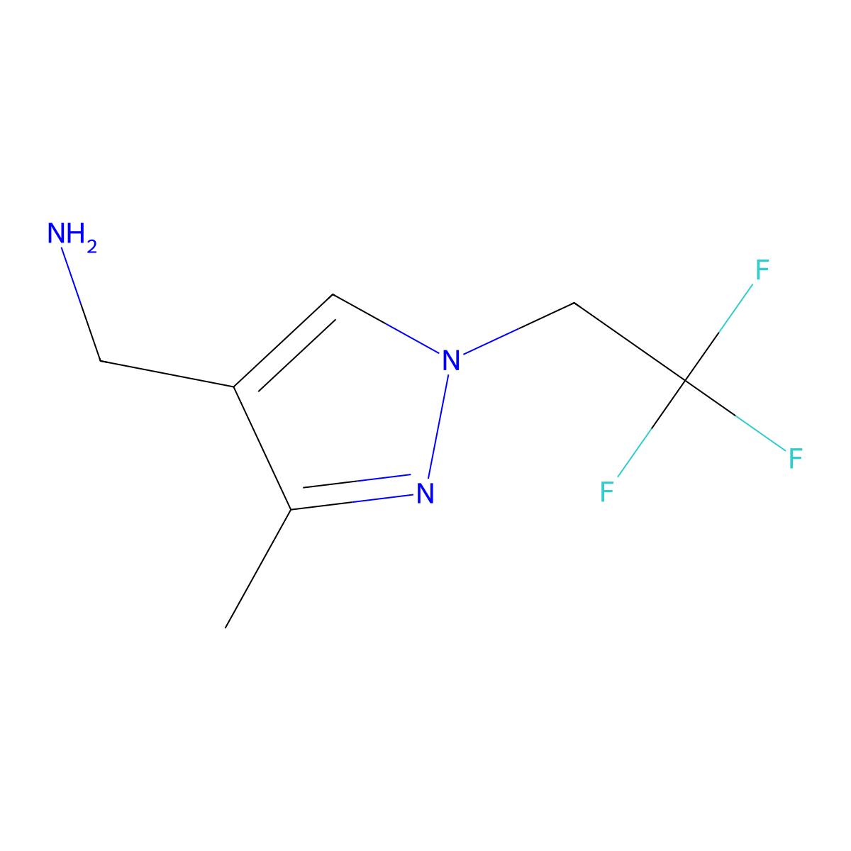 [3-methyl-1-(2,2,2-trifluoroethyl)-1H-pyrazol-4-yl]methanamine molecular structure, CAS 2091367-98-3
