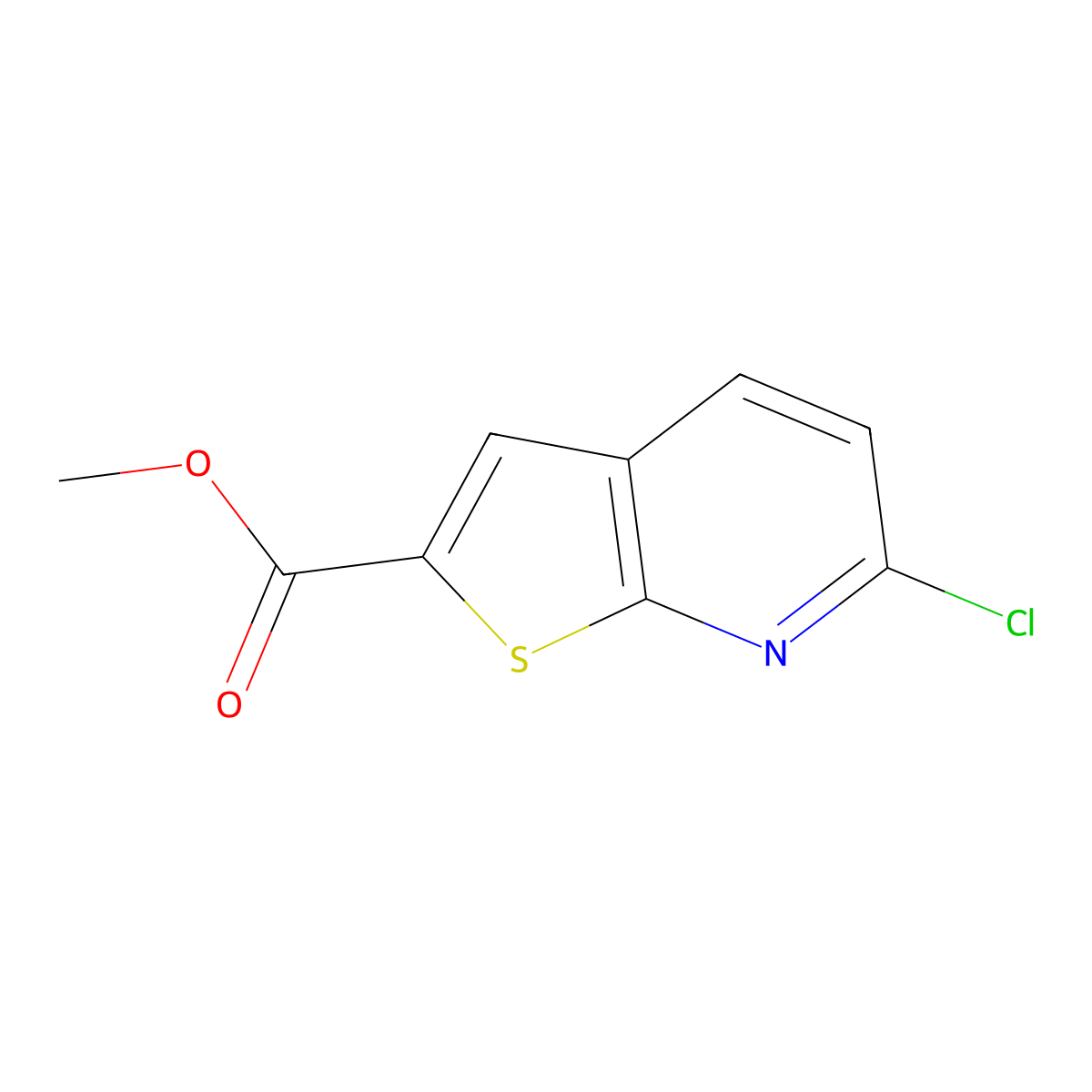 Methyl 6-chlorothieno[2,3-b]pyridine-2-carboxylate molecular structure, CAS 2091368-84-0