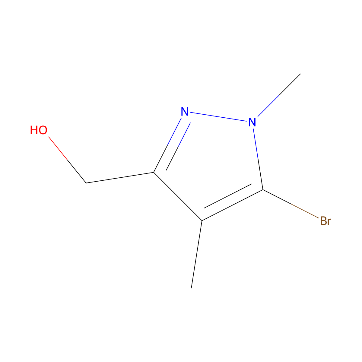 (5-Bromo-1,4-dimethyl-1H-pyrazol-3-yl)methanol molecular structure, CAS 2091372-06-2