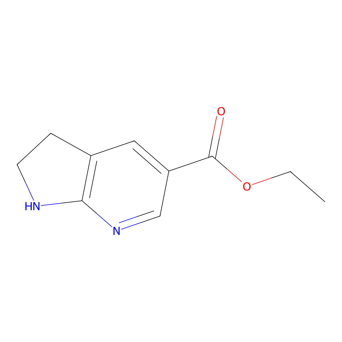 ethyl 1H,2H,3H-pyrrolo[2,3-b]pyridine-5-carboxylate molecular structure, CAS 2091384-29-9
