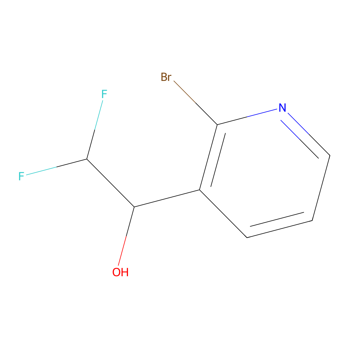 1-(2-Bromopyridin-3-yl)-2,2-difluoroethan-1-ol molecular structure, CAS 2091384-80-2