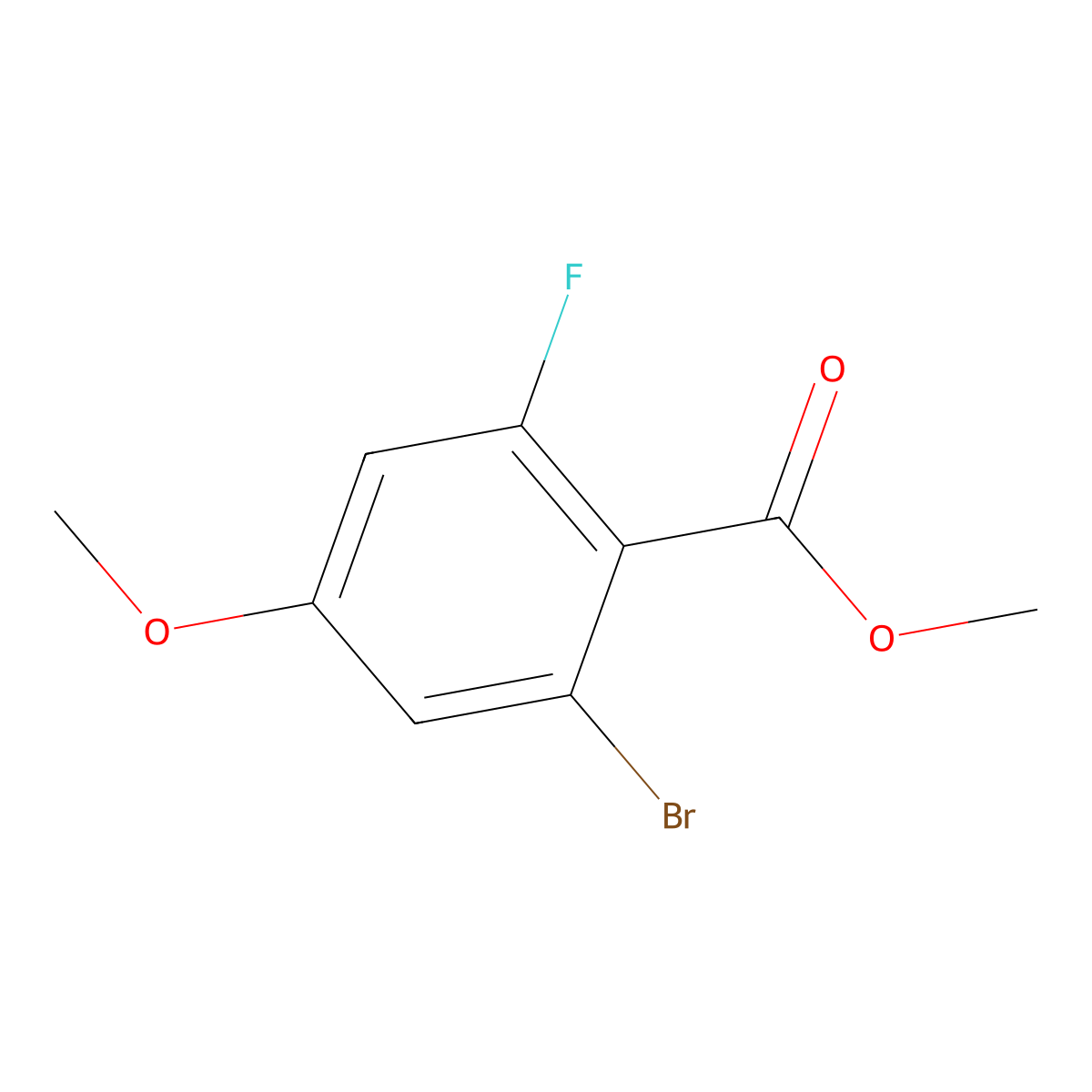 Methyl 2-bromo-6-fluoro-4-methoxybenzoate molecular structure, CAS 2091385-56-5