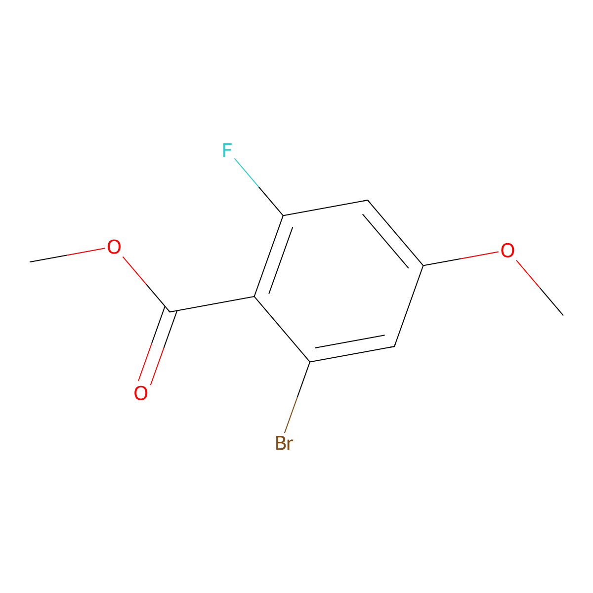 Methyl 2-bromo-6-fluoro-4-methoxybenzoate molecular structure, CAS 2091385-56-5