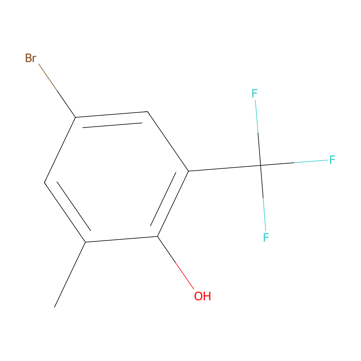 4-Bromo-2-methyl-6-(trifluoromethyl)phenol molecular structure, CAS 2091386-78-4