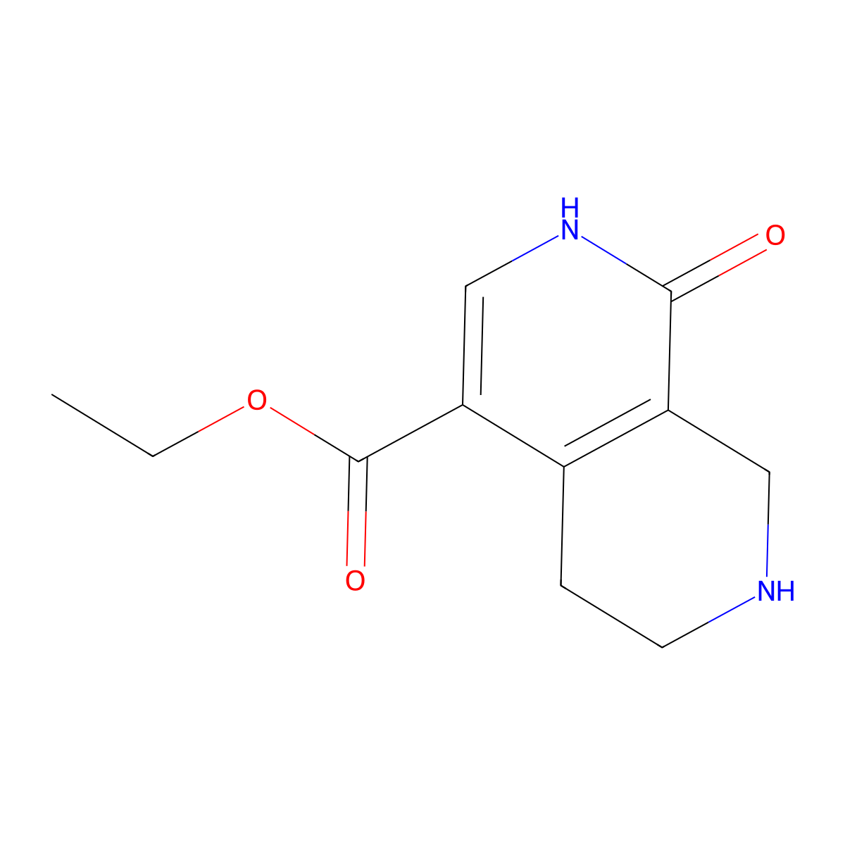 Ethyl 1-hydroxy-5,6,7,8-tetrahydro-2,7-naphthyridine-4-carboxylate molecular structure, CAS 2091388-66-6