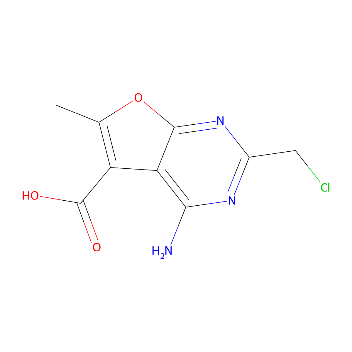 4-Amino-2-(chloromethyl)-6-methylfuro[2,3-d]pyrimidine-5-carboxylic acid molecular structure, CAS 2091396-76-6