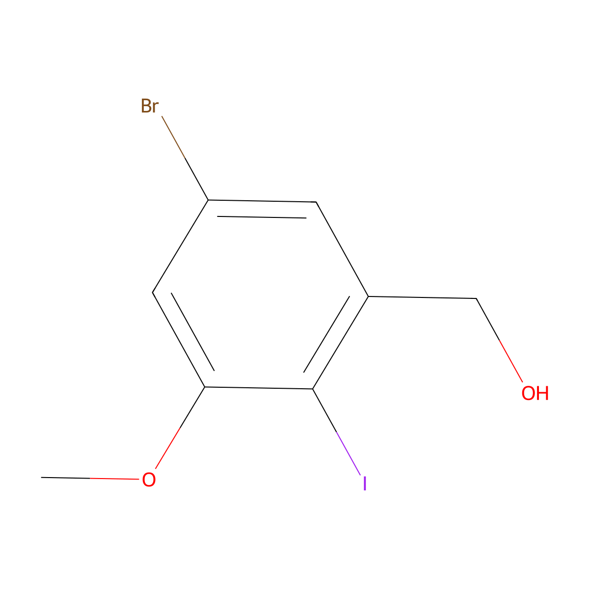(5-Bromo-2-iodo-3-methoxyphenyl)methanol molecular structure, CAS 2091399-84-5