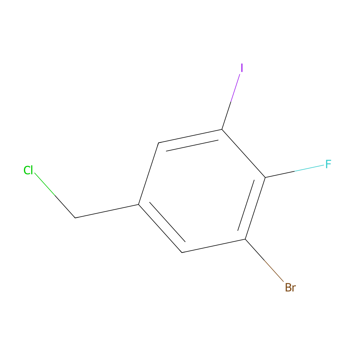 1-Bromo-5-(chloromethyl)-2-fluoro-3-iodobenzene molecular structure, CAS 2091400-93-8
