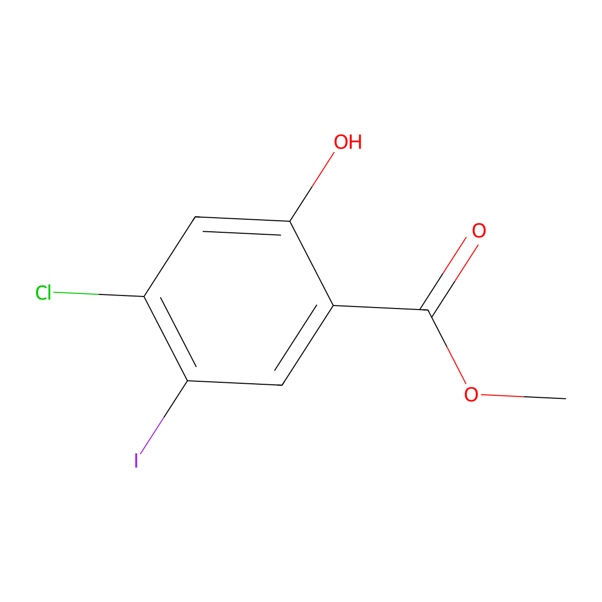 Methyl 4-chloro-2-hydroxy-5-iodobenzoate molecular structure, CAS 2091402-56-9