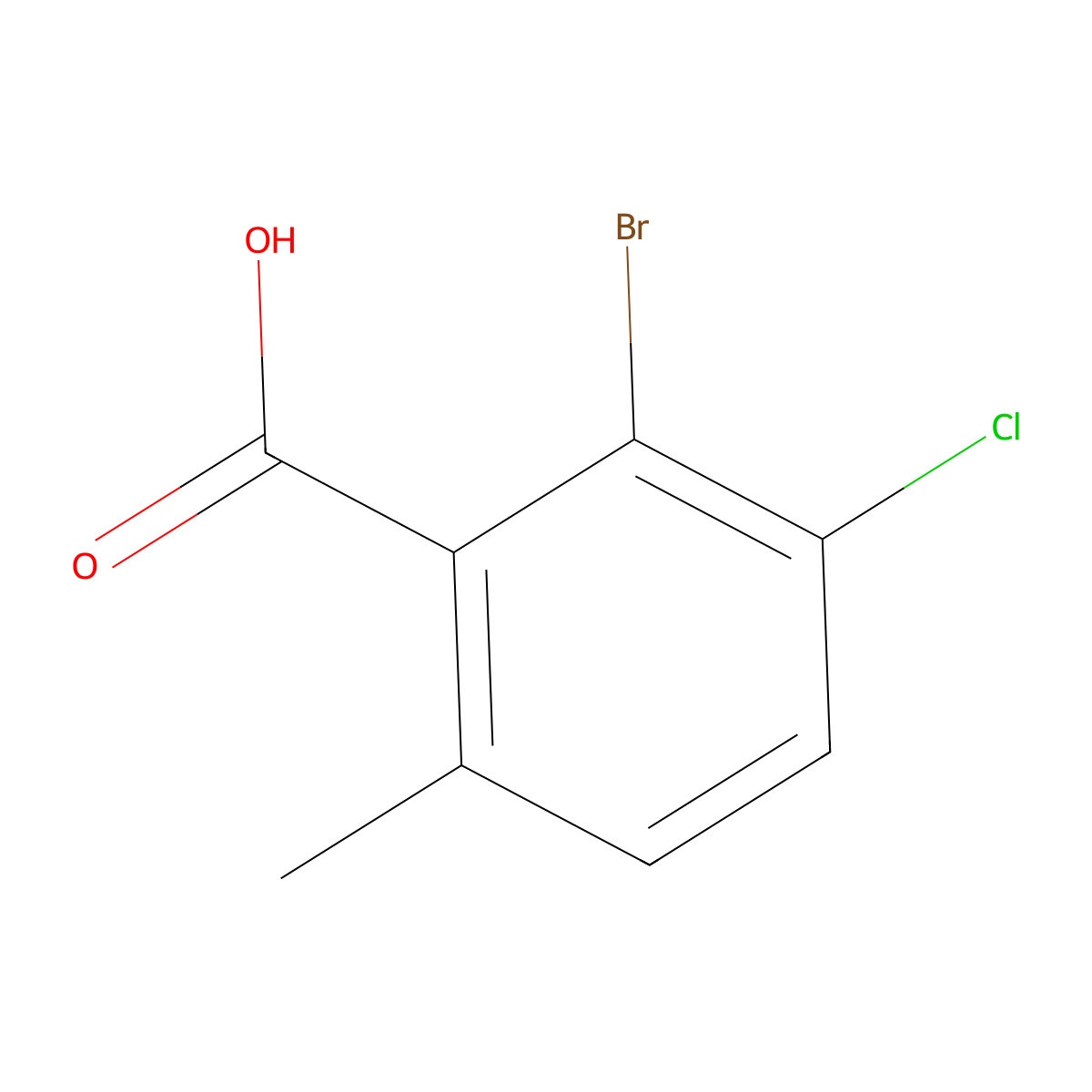 2-Bromo-3-chloro-6-methylbenzoic acid molecular structure, CAS 2091403-75-5