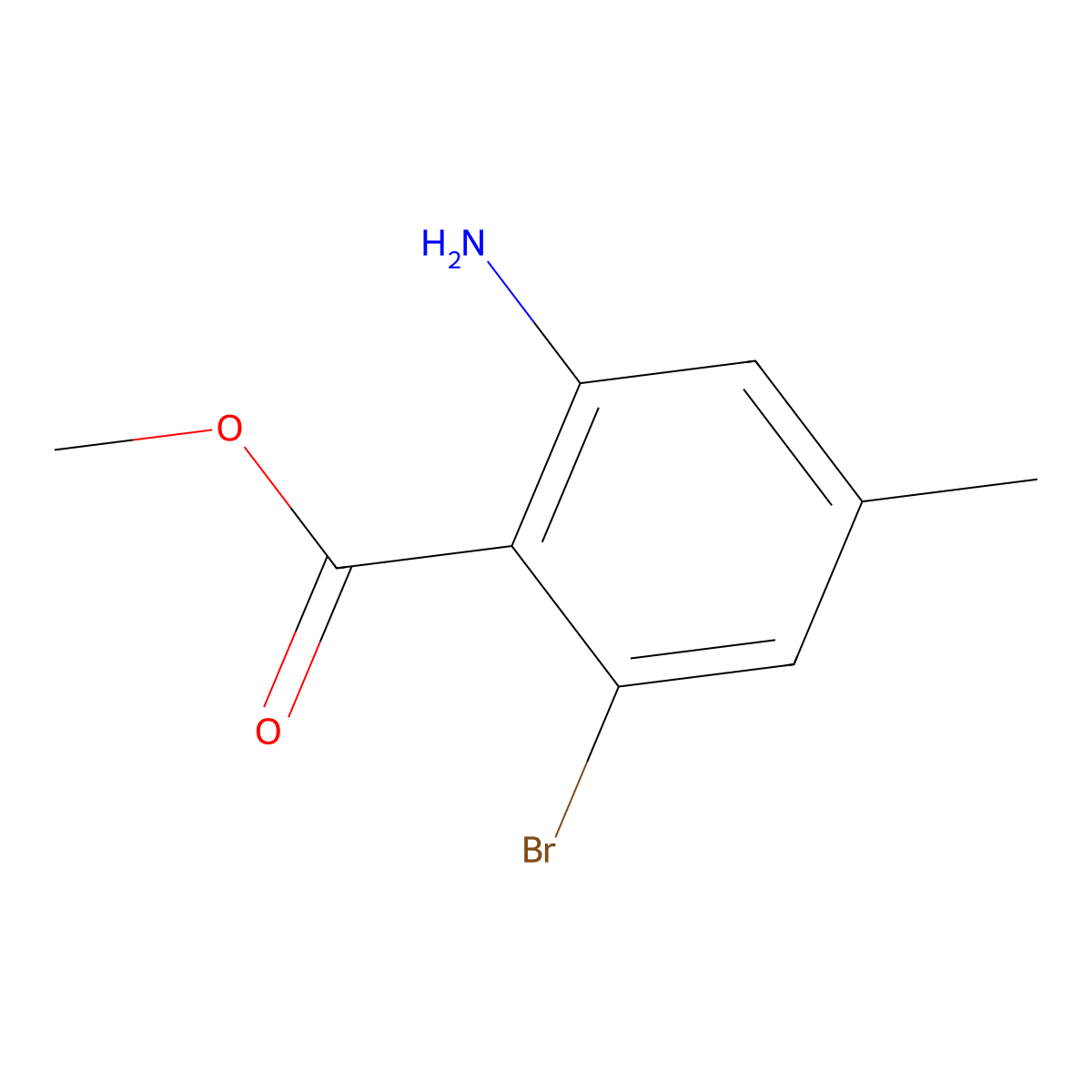 Methyl 2-amino-6-bromo-4-methylbenzoate molecular structure, CAS 2091421-89-3