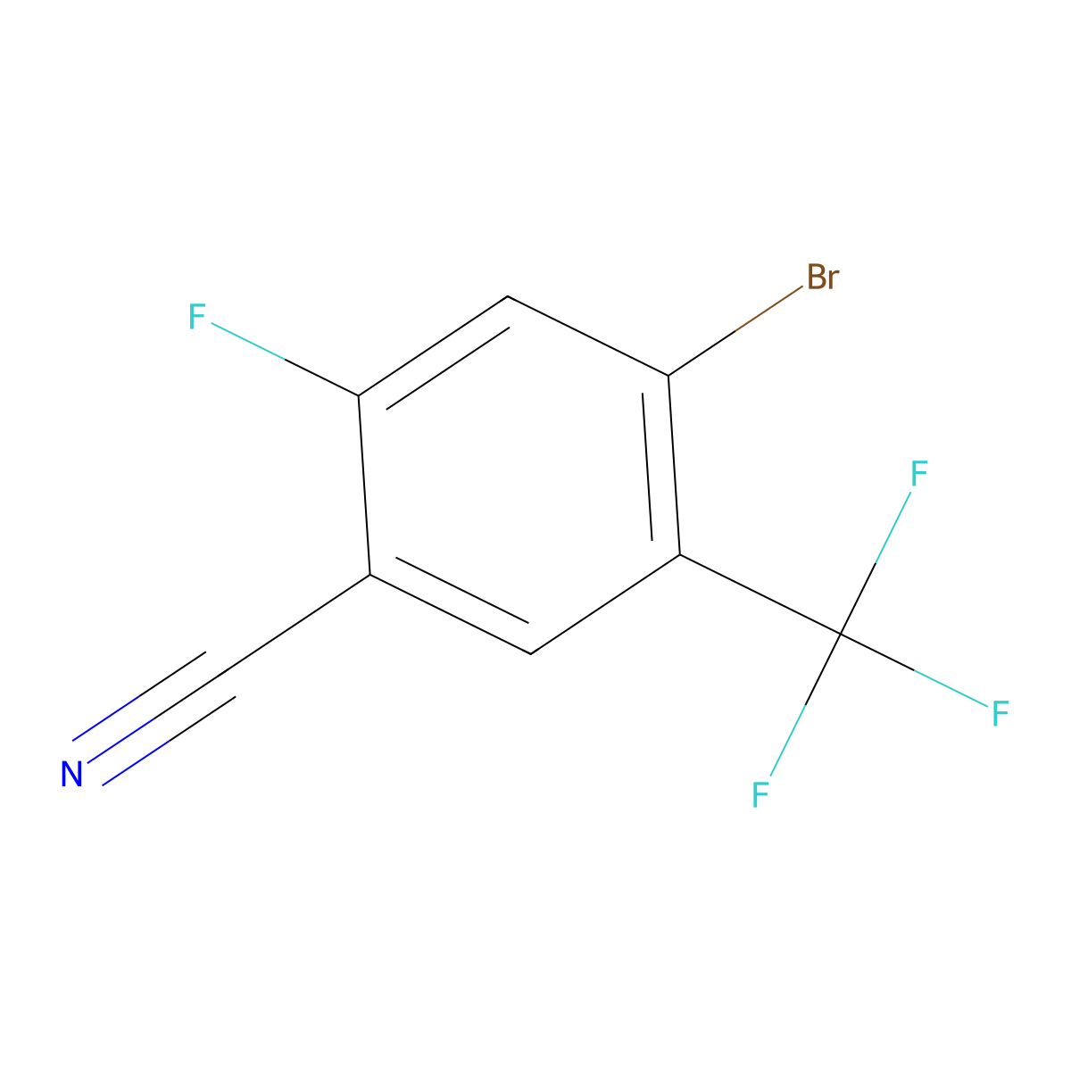 4-Bromo-2-fluoro-5-(trifluoromethyl)benzonitrile molecular structure, CAS 2091422-93-2