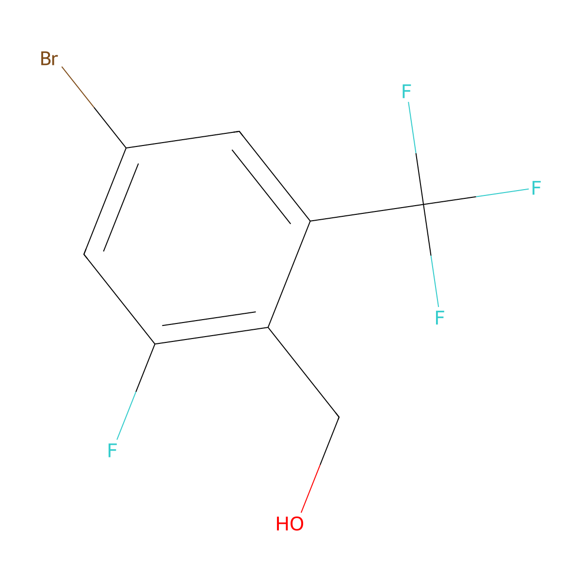4-Bromo-2-fluoro-6-(trifluoromethyl)benzyl alcohol molecular structure, CAS 2091423-26-4