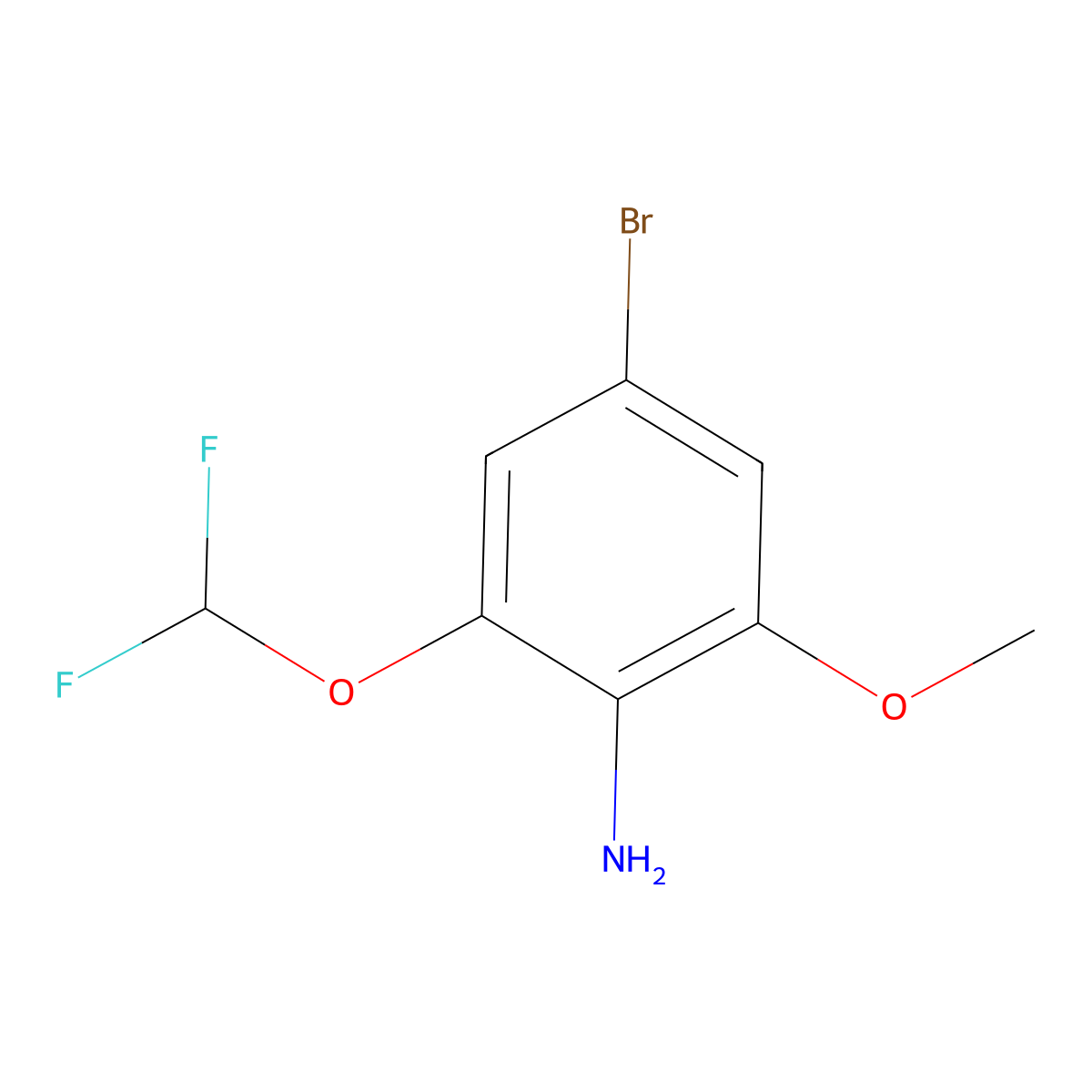 4-Bromo-2-(difluoromethoxy)-6-methoxyaniline molecular structure, CAS 2091424-37-0