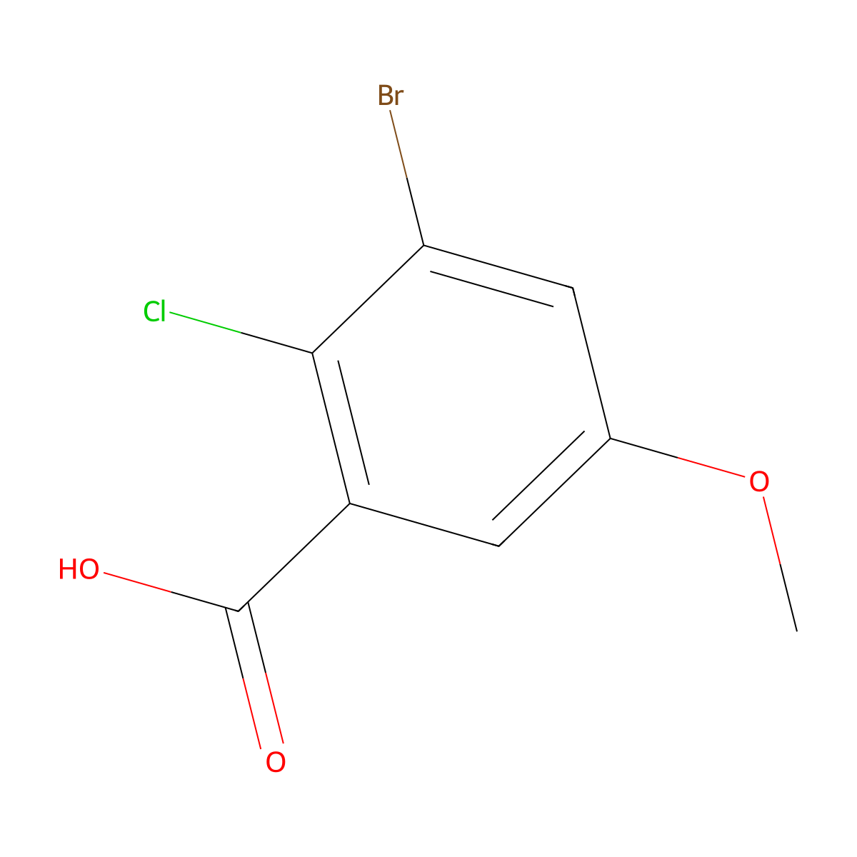 3-Bromo-2-chloro-5-methoxybenzoic acid molecular structure, CAS 2091424-50-7