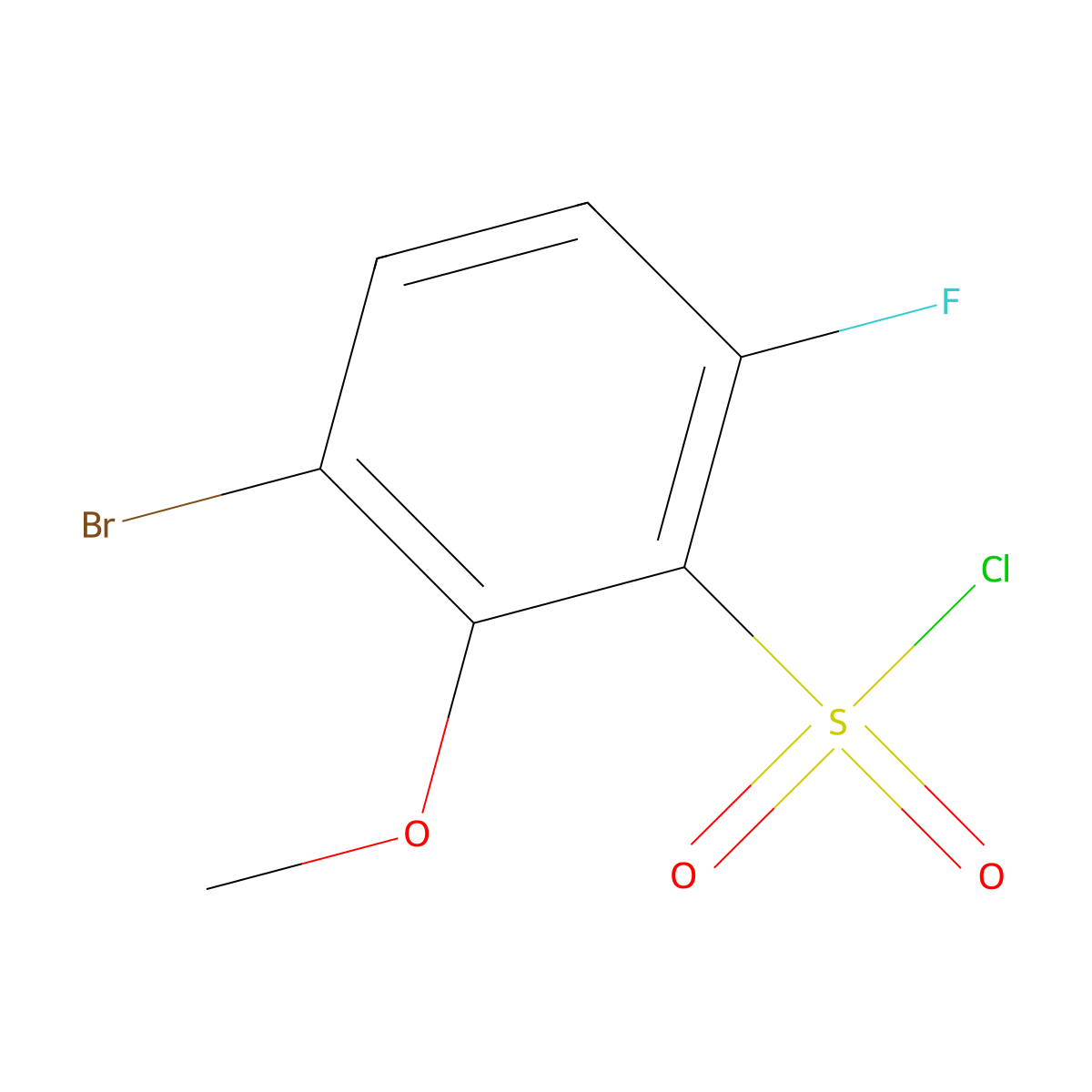 3-Bromo-6-fluoro-2-methoxybenzene-1-sulfonyl chloride molecular structure, CAS 2091425-58-8