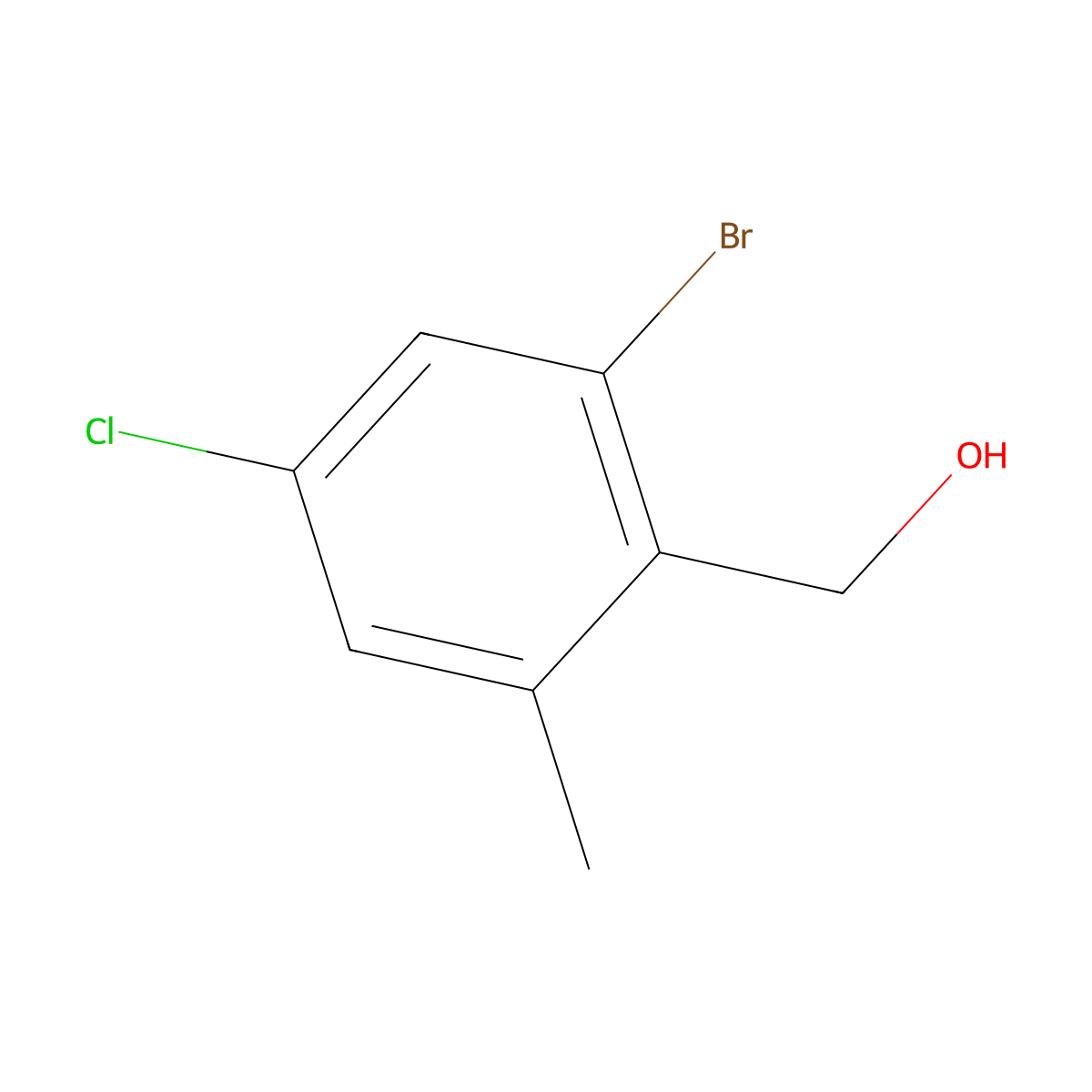 (2-Bromo-4-chloro-6-methylphenyl)methanol molecular structure, CAS 2091428-02-1