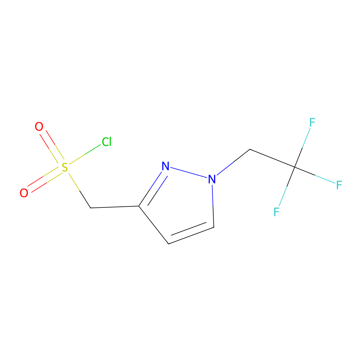 (1-(2,2,2-trifluoroethyl)-1H-pyrazol-3-yl)methanesulfonyl chloride molecular structure, CAS 2091430-99-6