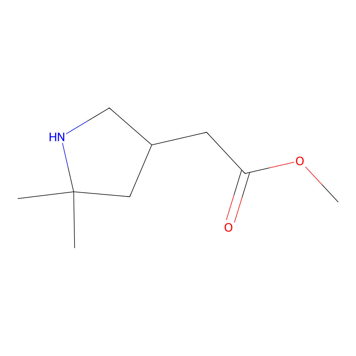Methyl 2-(5,5-dimethylpyrrolidin-3-yl)acetate molecular structure, CAS 2091436-72-3