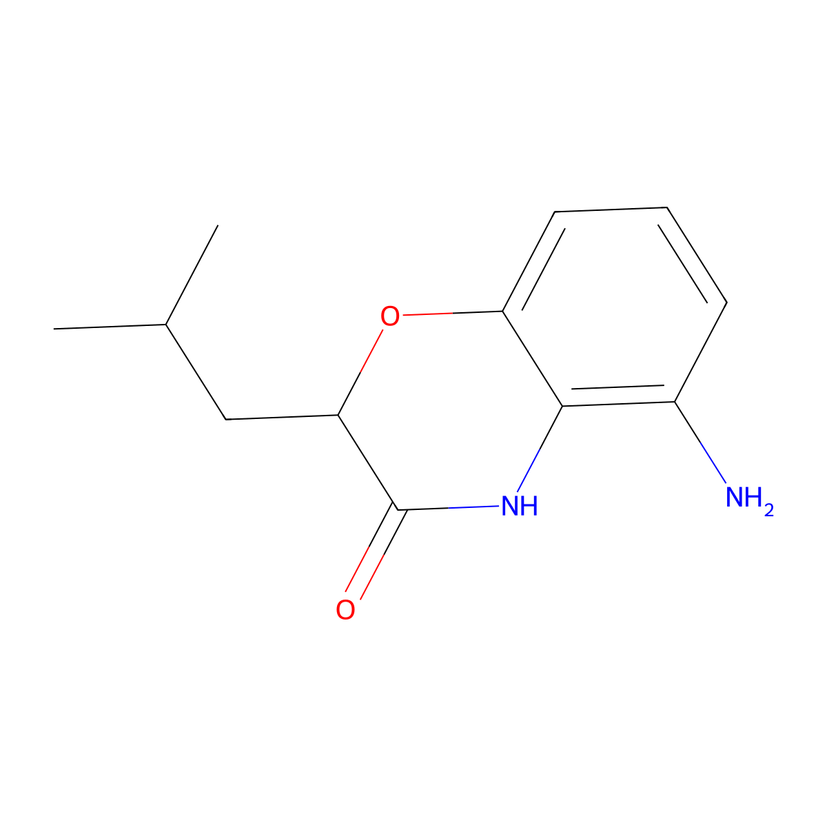 5-Amino-2-(2-methylpropyl)-3,4-dihydro-2H-1,4-benzoxazin-3-one molecular structure, CAS 2091441-29-9