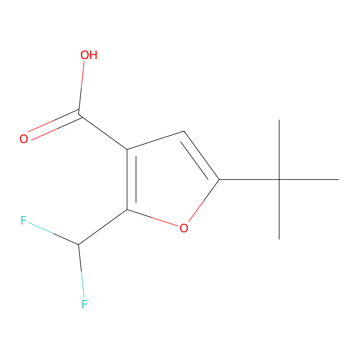 5-tert-Butyl-2-(difluoromethyl)furan-3-carboxylic acid molecular structure, CAS 2091444-94-7