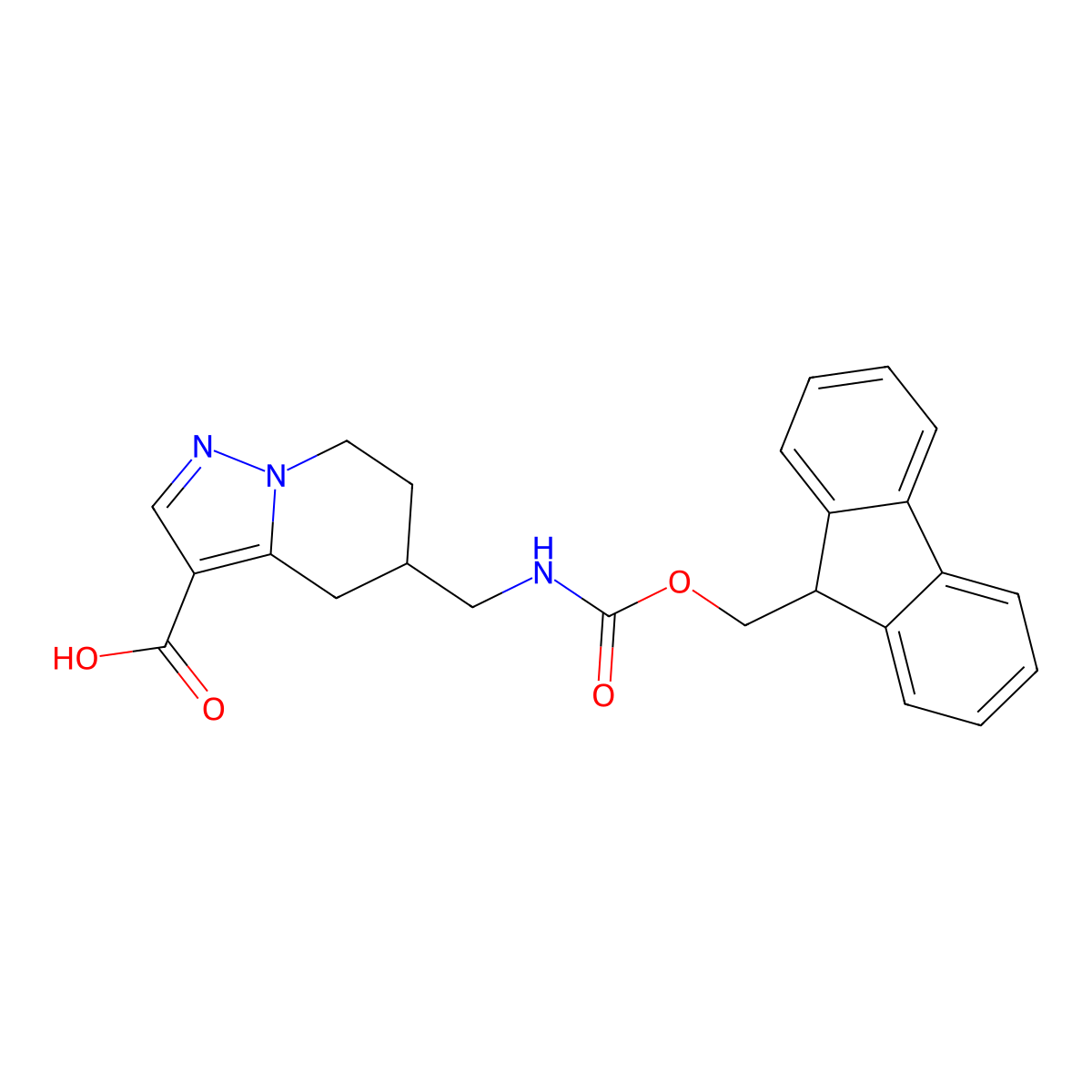 5-[({[(9H-fluoren-9-yl)methoxy]carbonyl}amino)methyl]-4H,5H,6H,7H-pyrazolo[1,5-a]pyridine-3-carboxylic acid molecular structure, CAS 2091446-70-5