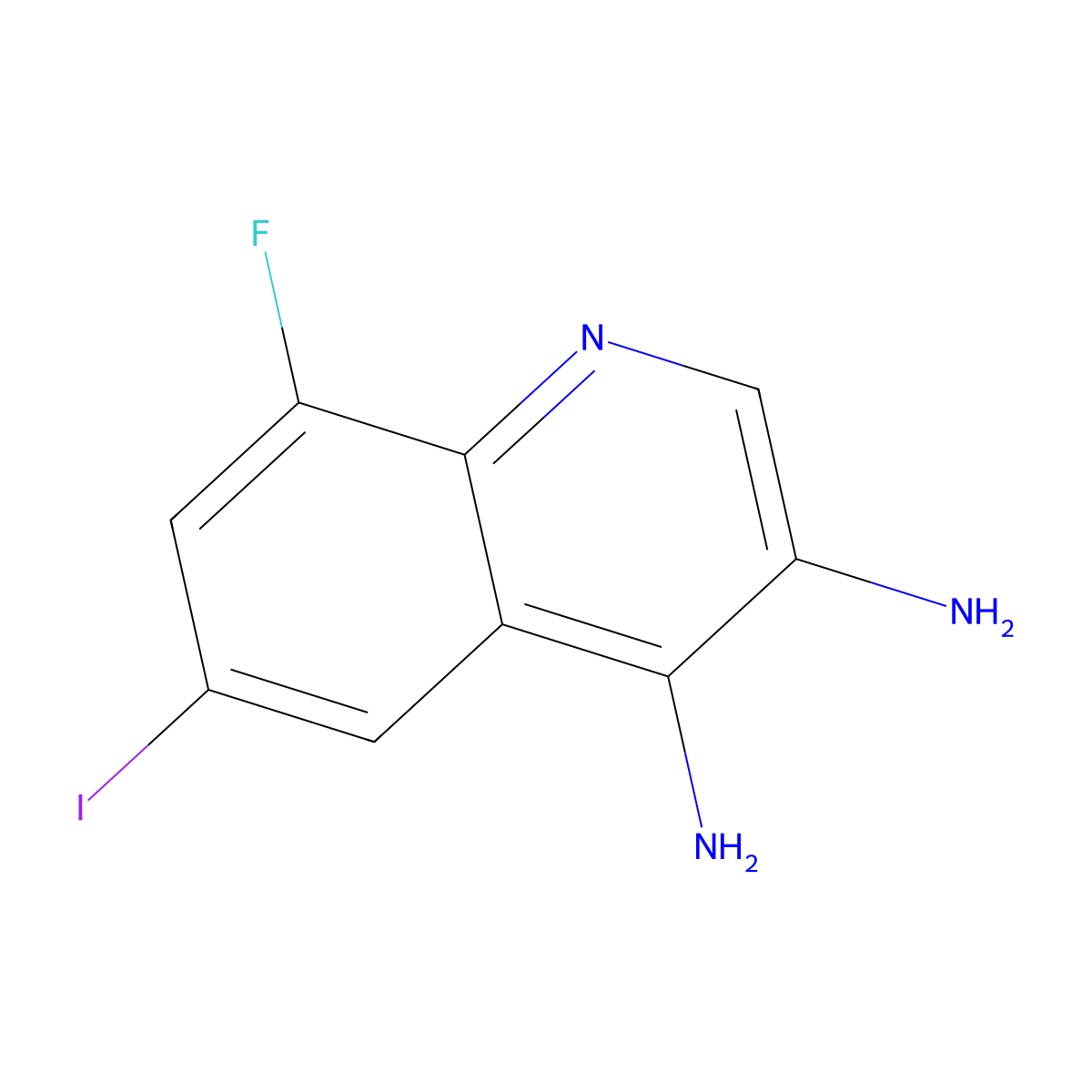 8-Fluoro-6-iodoquinoline-3,4-diamine molecular structure, CAS 2091447-16-2