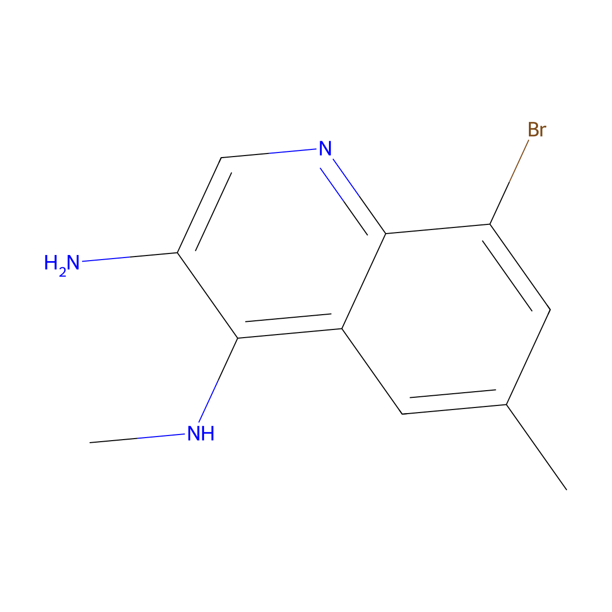 8-Bromo-N4,6-dimethylquinoline-3,4-diamine molecular structure, CAS 2091447-25-3
