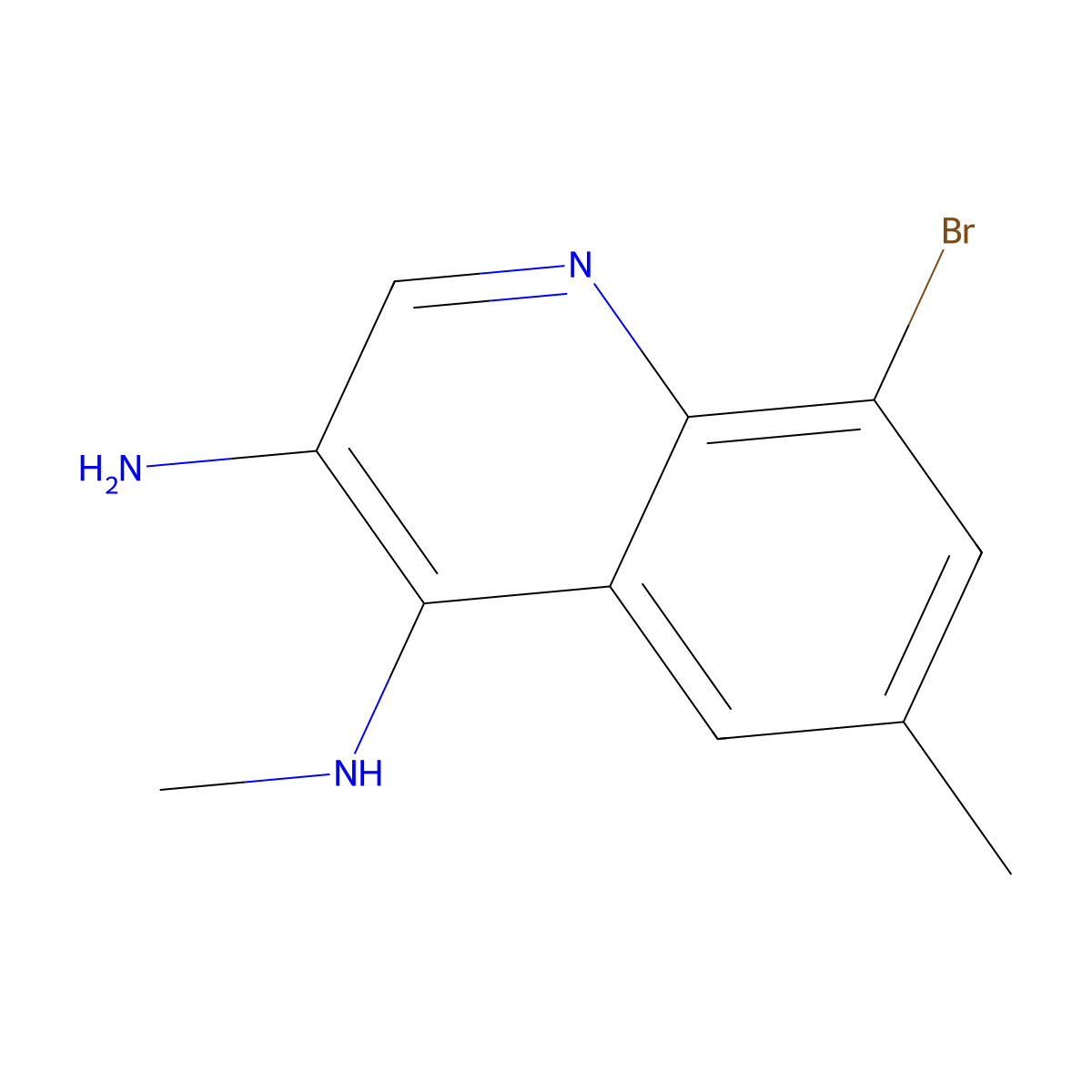 8-Bromo-N4,6-dimethylquinoline-3,4-diamine molecular structure, CAS 2091447-25-3