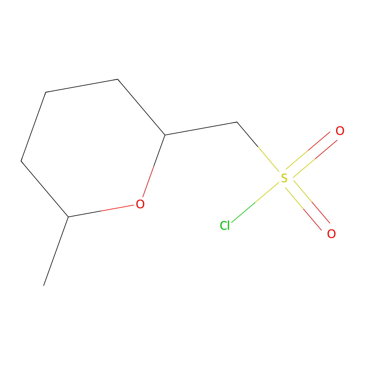 (6-Methyloxan-2-yl)methanesulfonyl chloride molecular structure, CAS 2091448-04-1