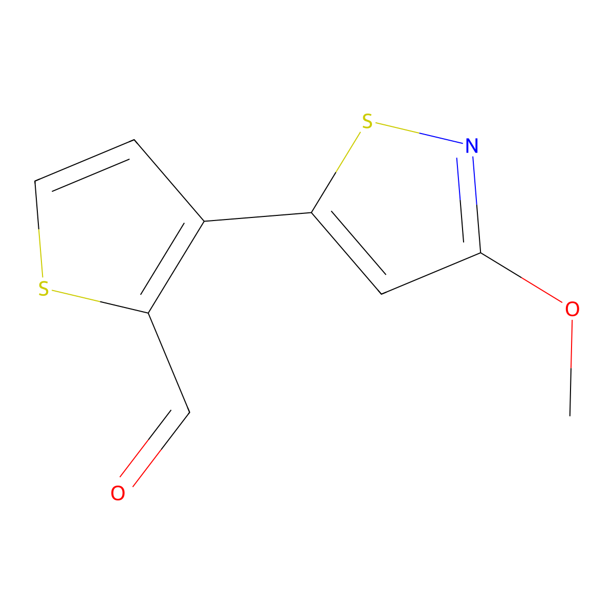 3-(3-Methoxy-1,2-thiazol-5-yl)thiophene-2-carbaldehyde molecular structure, CAS 2091448-17-6