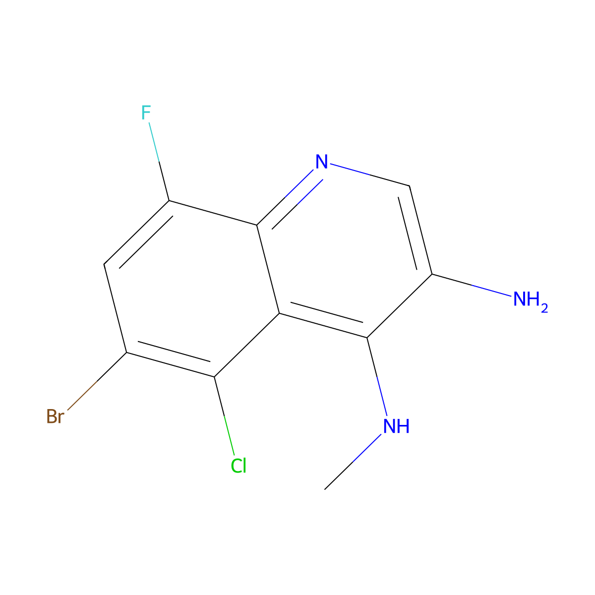 6-Bromo-5-chloro-8-fluoro-N4-methylquinoline-3,4-diamine molecular structure, CAS 2091448-26-7