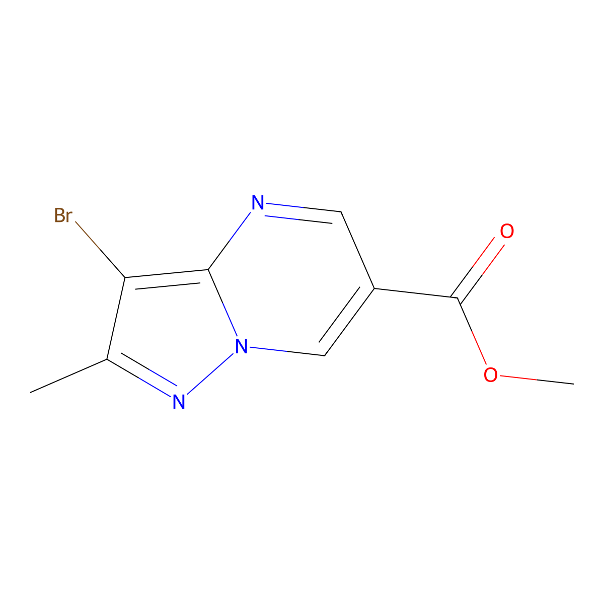 Methyl 3-bromo-2-methylpyrazolo[1,5-a]pyrimidine-6-carboxylate molecular structure, CAS 2091448-85-8