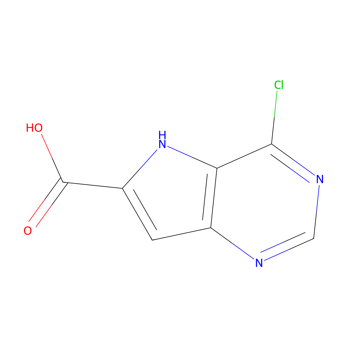 4-Chloro-5H-pyrrolo[3,2-d]pyrimidine-6-carboxylic acid molecular structure, CAS 2091448-93-8