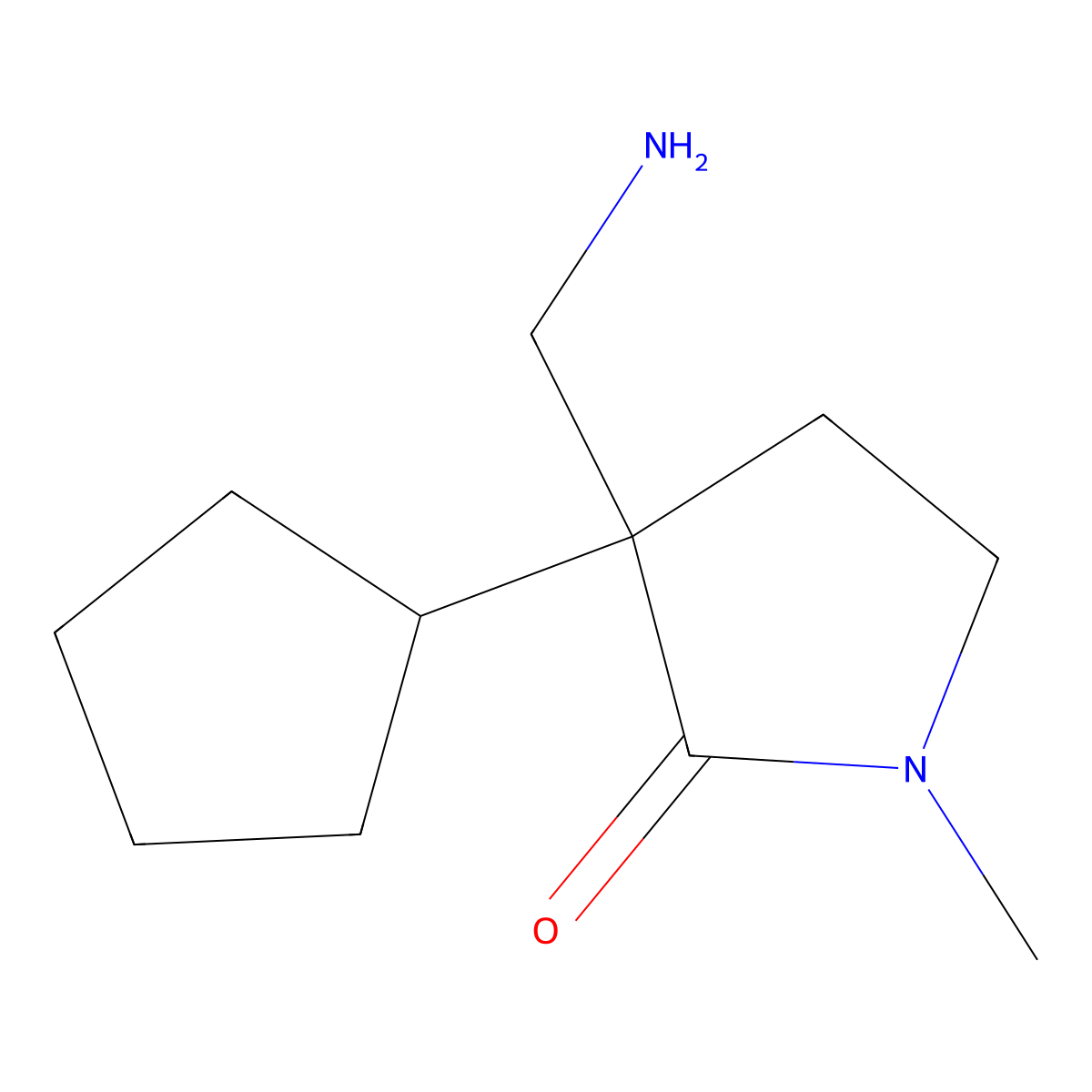 3-(Aminomethyl)-3-cyclopentyl-1-methylpyrrolidin-2-one molecular structure, CAS 2091451-88-4