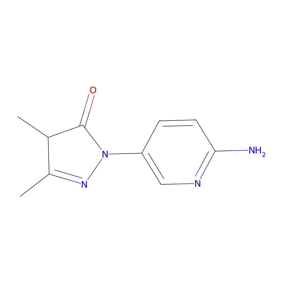 1-(6-Aminopyridin-3-yl)-3,4-dimethyl-4,5-dihydro-1H-pyrazol-5-one molecular structure, CAS 2091452-05-8