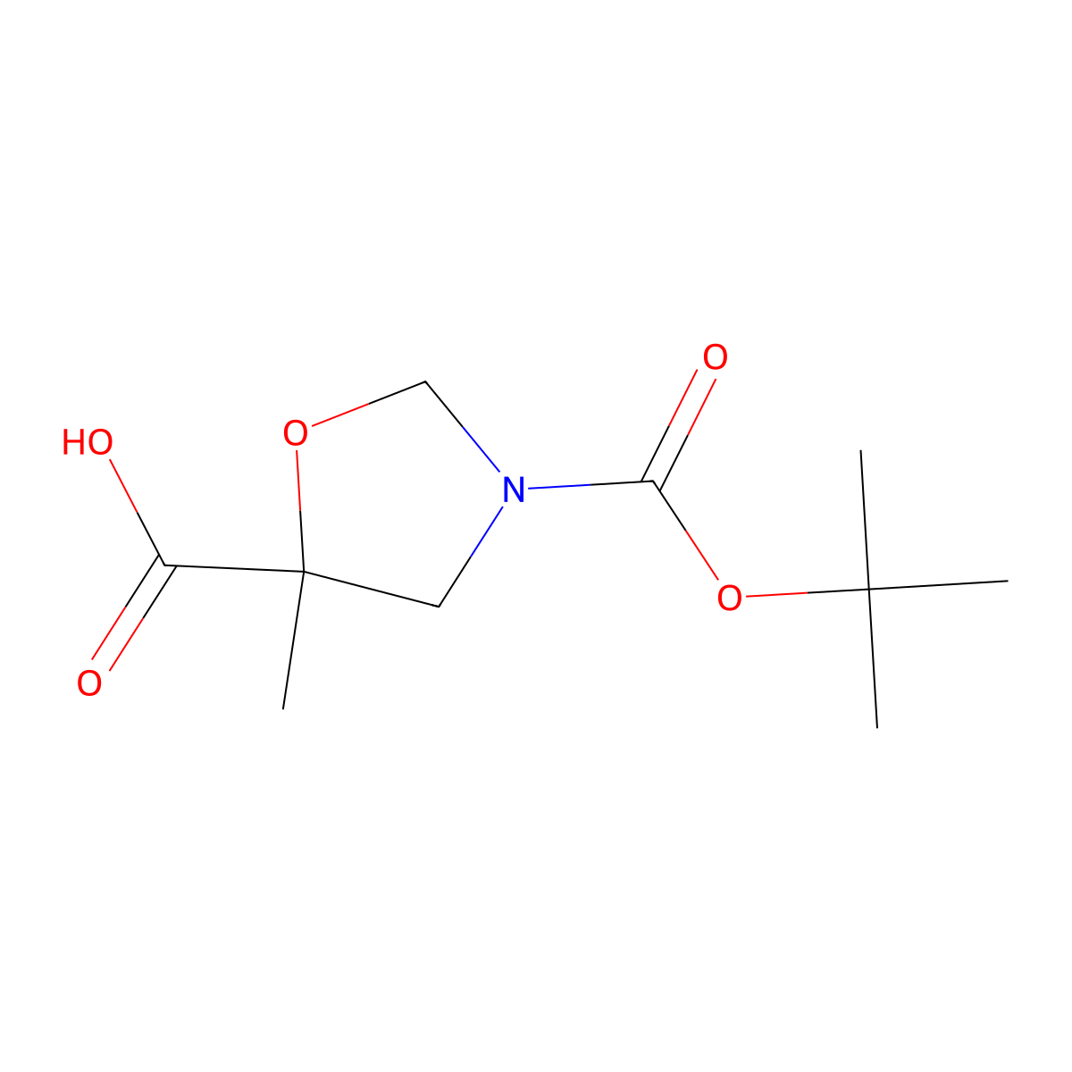 3-[(tert-Butoxy)carbonyl]-5-methyl-1,3-oxazolidine-5-carboxylic acid molecular structure, CAS 2091453-45-9