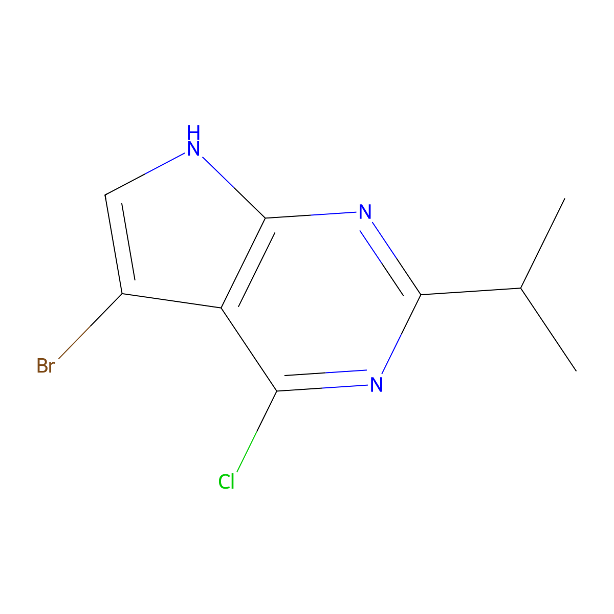5-Bromo-4-chloro-2-(propan-2-yl)-7H-pyrrolo[2,3-d]pyrimidine molecular structure, CAS 2091453-66-4