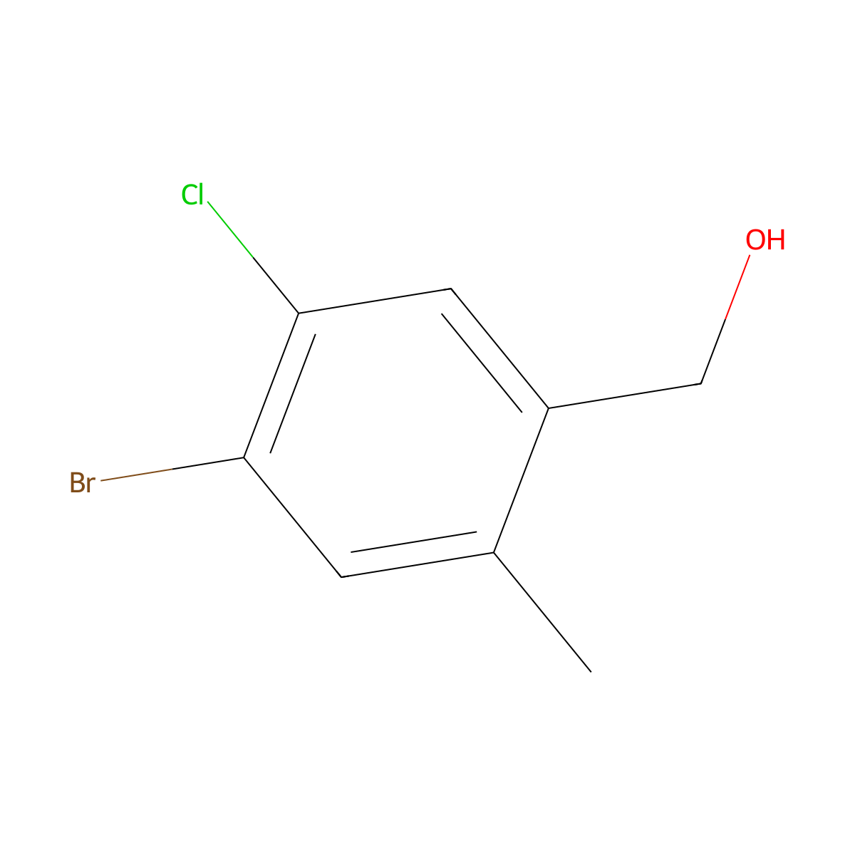 (4-Bromo-5-chloro-2-methylphenyl)methanol molecular structure, CAS 2091453-69-7