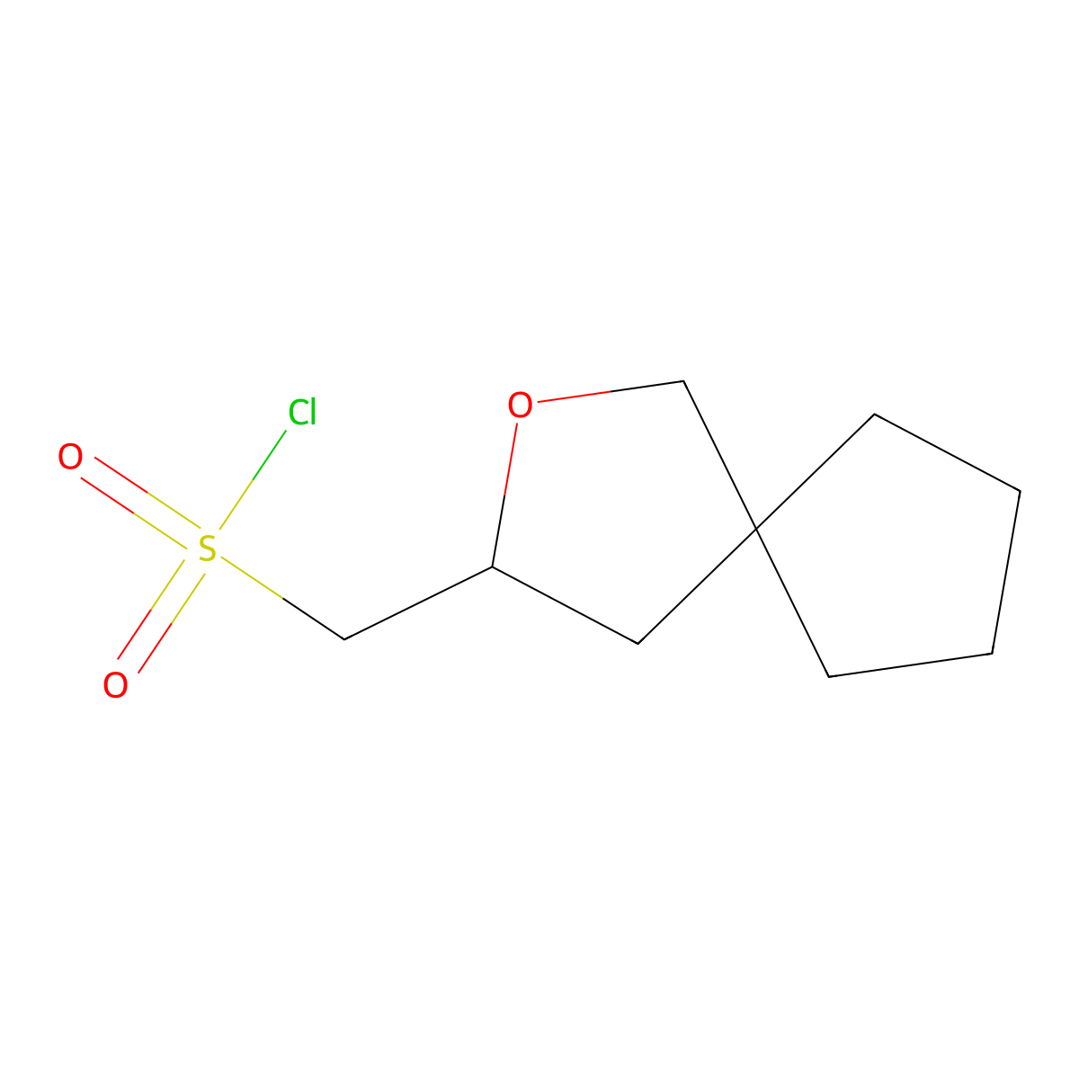 {2-Oxaspiro[4.4]nonan-3-yl}methanesulfonyl chloride molecular structure, CAS 2091454-01-0
