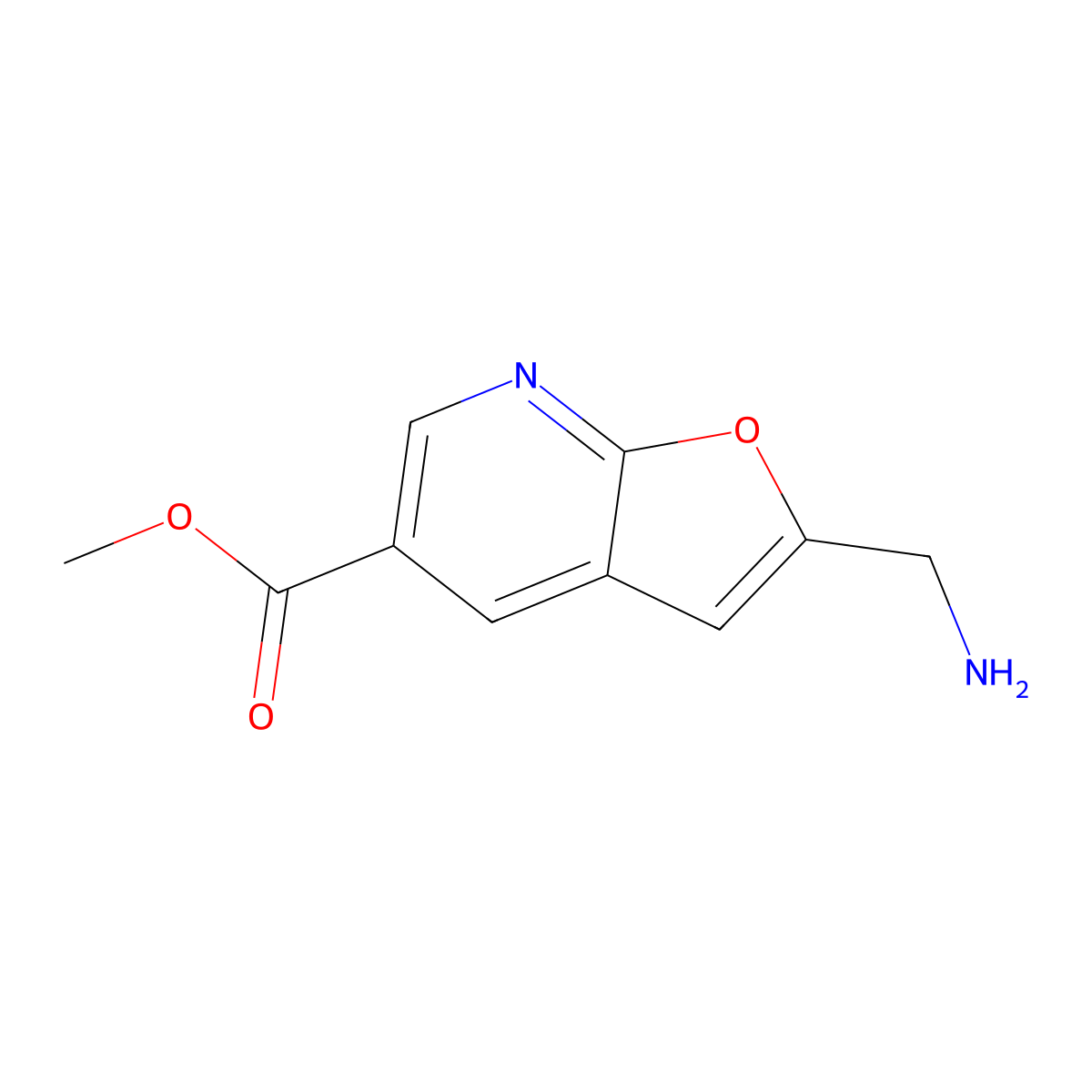 Methyl 2-(aminomethyl)furo[2,3-b]pyridine-5-carboxylate molecular structure, CAS 2091457-05-3