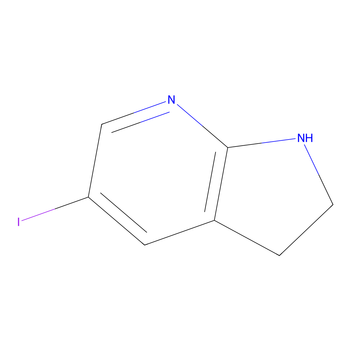 5-iodo-2,3-dihydro-1H-pyrrolo[2,3-b]pyridine molecular structure, CAS 2091464-45-6