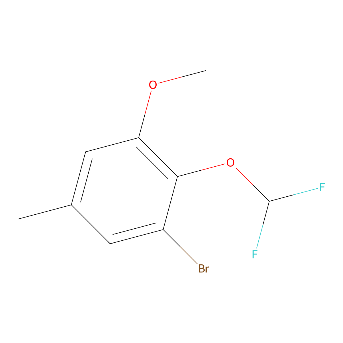 1-Bromo-2-(difluoromethoxy)-3-methoxy-5-methylbenZene molecular structure, CAS 2091467-79-5