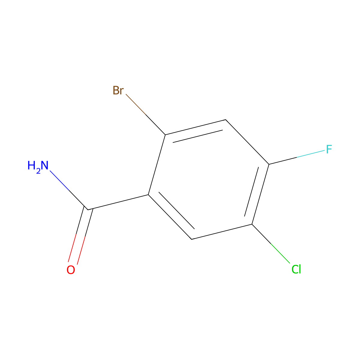 2-Bromo-5-chloro-4-fluorobenzamide molecular structure, CAS 2091468-17-4